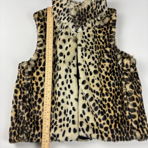 Gianni Bini Faux Fur Leopard Print Mob Wife Lined Vest w/ Pockets Size Small - Picture 8 of 10